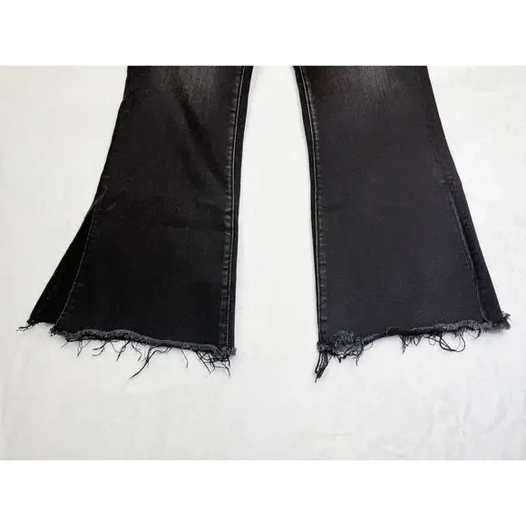 Flying Monkey Jeans Women’s Sz 29 Black High Rise Cropped Flair Distressed - Picture 5 of 14